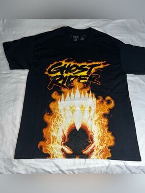 Marvel CVLA Graphic Ghost Rider Mens Large T-Shirt Black Cotton